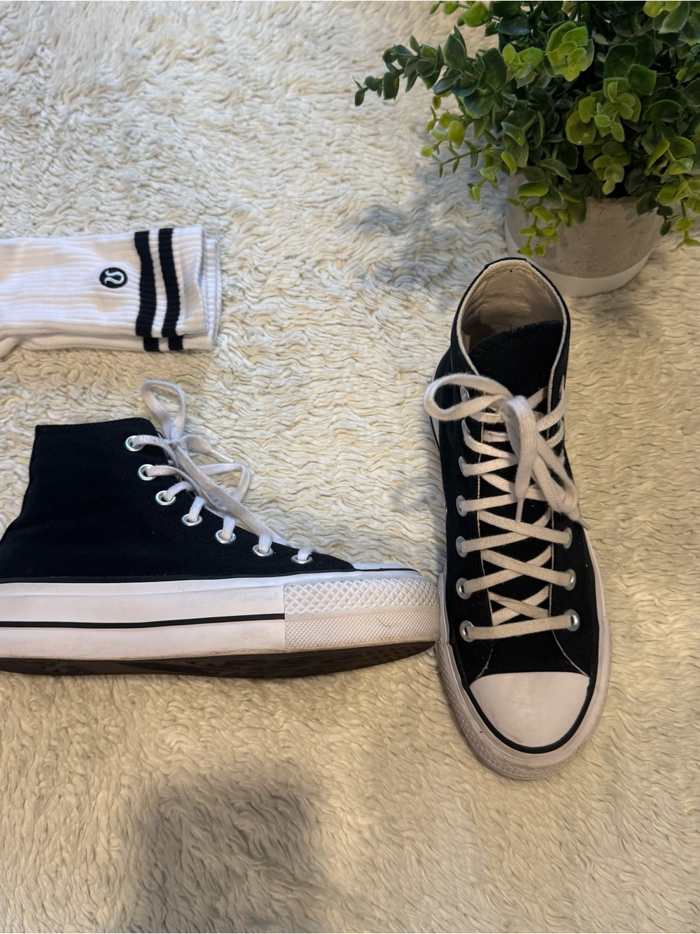 Converse Black and White High-Top Platform